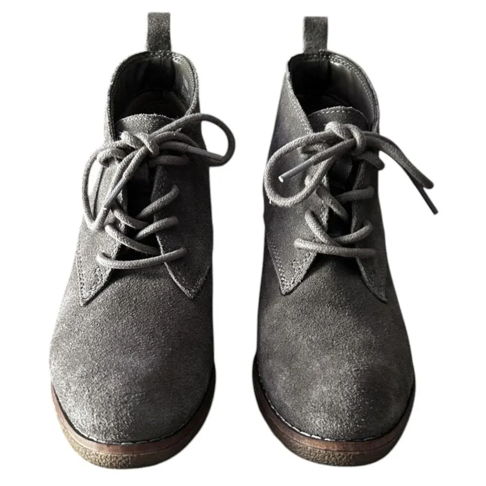 White Mountain Lambert Gray Suede Wedge Heel Lace-up Boots Booties 8